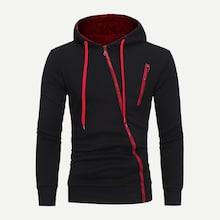 Romwe Men Zip Up Hooded Sweatshirt