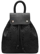 Romwe Black Drawstring Magnetic Pierced Backpacks