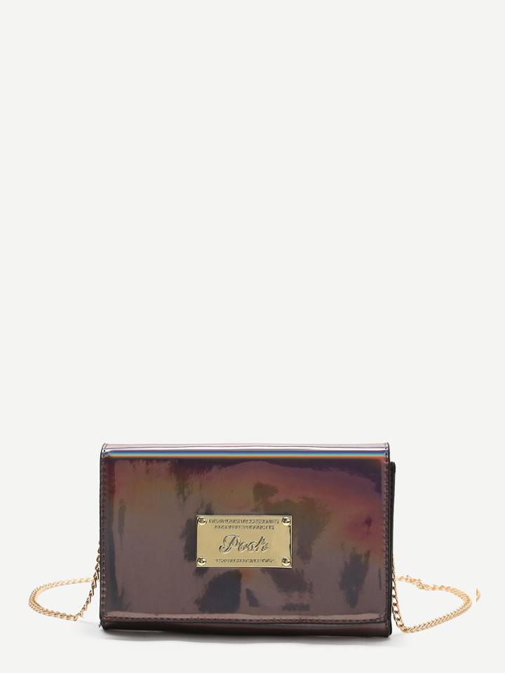 Romwe Brown Metal Detail Crossbody Bag