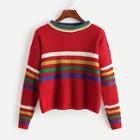 Romwe Colourful Striped Knit Jumper