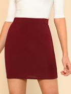 Romwe Solid Stretch Knit Bodycon Skirt