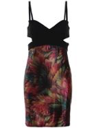 Romwe Spaghetti Strap Cutout Florals Dress