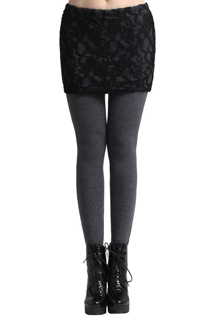 Romwe Romwe Lace Skirted Solid Gray Leggings