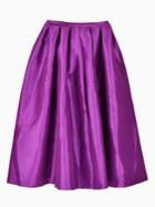 Romwe Flare Pleated Midi Purple Skirt