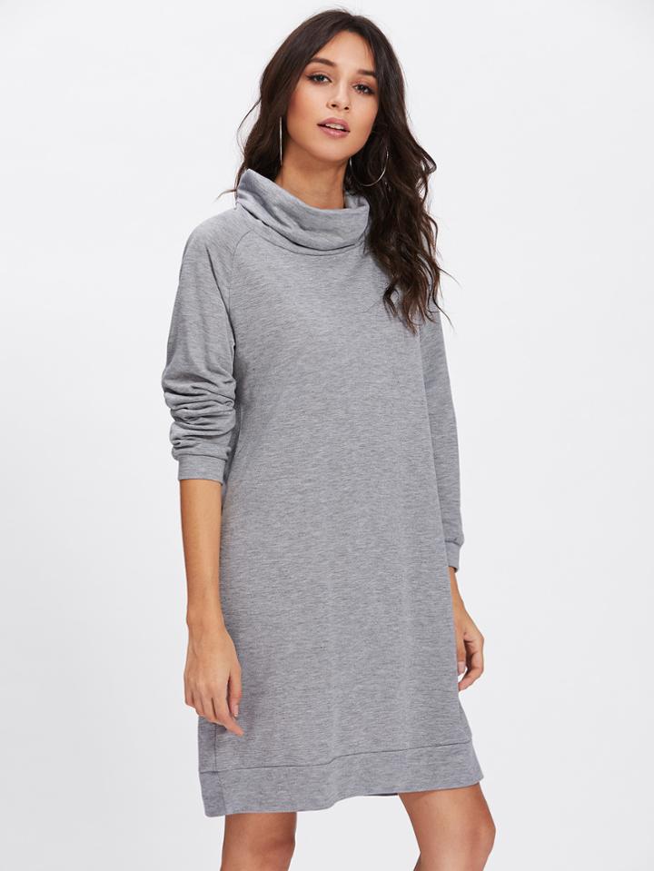 Romwe High Neck Sweatshirt Dress