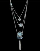 Romwe Blue Gemstone Multilayers Pendants Necklace