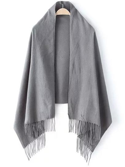 Romwe Fringe Grey Scarf