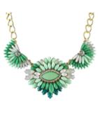 Romwe Fashion Style Green Rhinestone Women Statement Shourouk Necklace