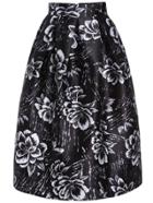Romwe Zipper Flower Print Skirt