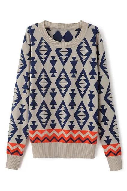 Romwe Dimond Knitted Grey Jumper