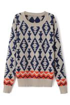 Romwe Dimond Knitted Grey Jumper