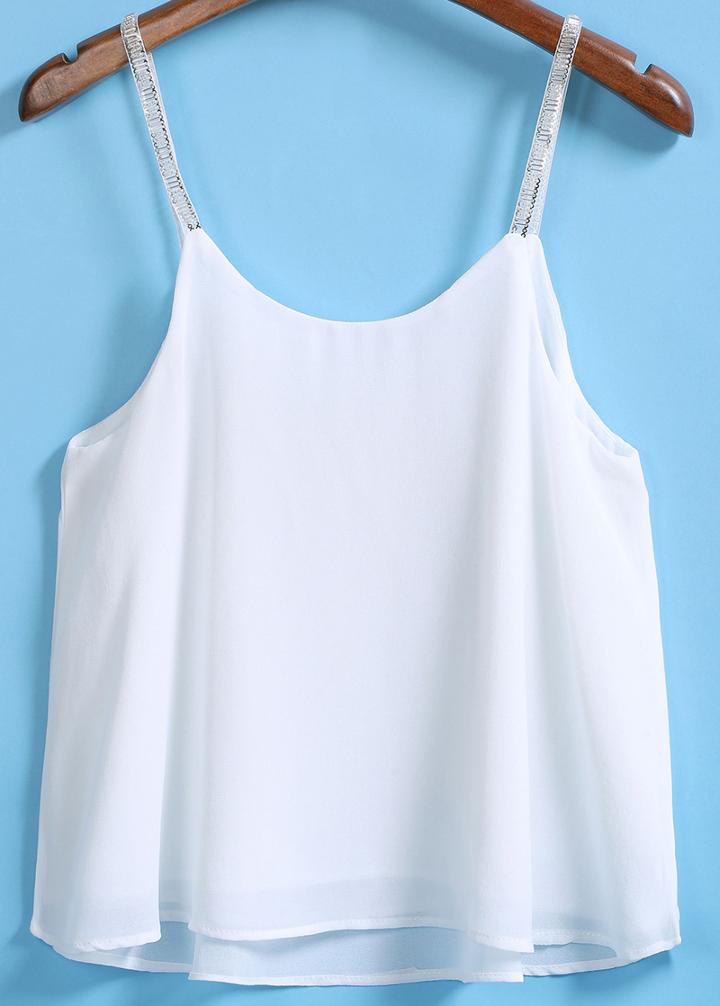 Romwe Spaghetti Strap White Vest