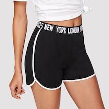 Romwe Letter Print Dolphin Ringer Shorts