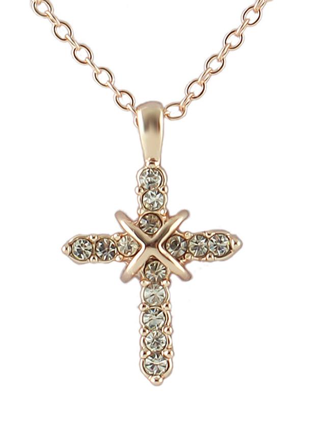 Romwe Beautiful Women Latest Rhinestone Cross Necklace