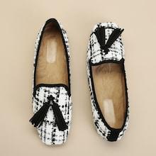 Romwe Tassel Detail Square Toe Flats