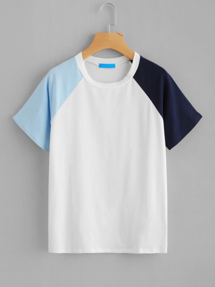 Romwe Contrast Raglan Sleeve Tee