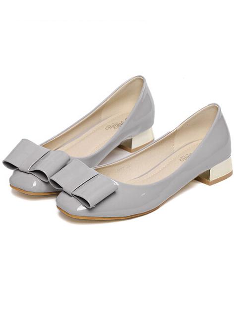 Romwe Grey With Bow Asakuchi Flats