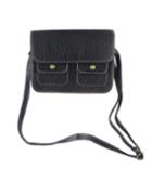 Romwe Black Pu Leather Clutch Handbag