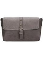 Romwe Grey Belt Buckle Pu Shoulder Bag