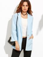 Romwe Sky Blue Notch Lapel Blazer