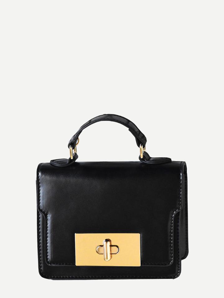 Romwe Metal Design Flap Pu Shoulder Bag