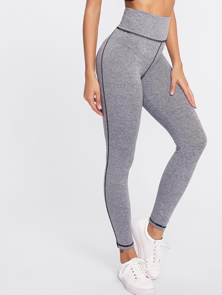Romwe High Waist Marled Knit Leggings