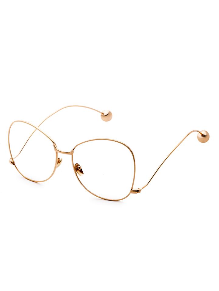 Romwe Gold Frame Large Lens Metal Ball Stylish Glasses