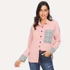 Romwe Contrast Pocket Corduroy Blouse
