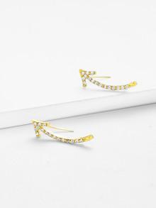 Romwe Rhinestone Detail Arrow Design Earrings
