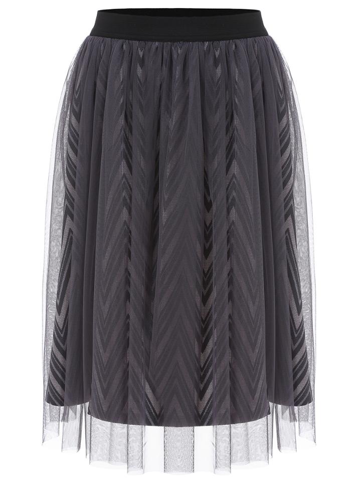 Romwe Geometric Pattern Sheer Mesh Skirt