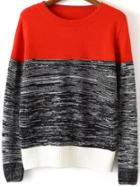 Romwe Long Sleeve Knit Red Sweater