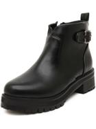 Romwe Black Round Top Side Zipper Boots