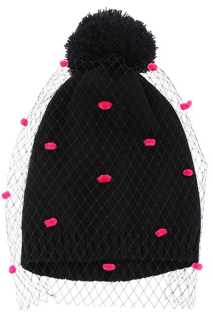 Romwe Mesh Ball Top Black Beanie