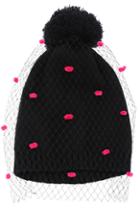 Romwe Mesh Ball Top Black Beanie