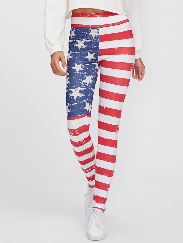 Romwe American Flag Print Leggings