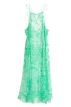 Romwe Crossed Straps Floral Print Green Maxi Dress