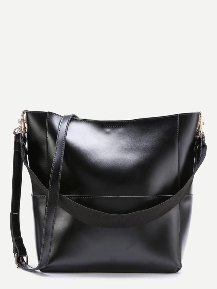 Romwe Double Strap Seam Hobo Bag