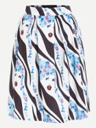 Romwe Abstract Print Flare Skirt With Zipper