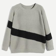 Romwe Men Color Block Thick Striped Jumper