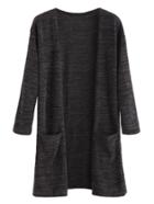 Romwe Dark Grey Pockets Long Cardigan