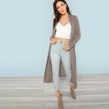 Romwe Split Side Longline Cardigan