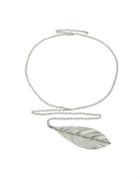 Romwe Alloy Silver Plated Leaf Pendant Long Necklace