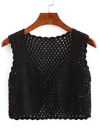 Romwe Hollow Out Crop Crochet Vest