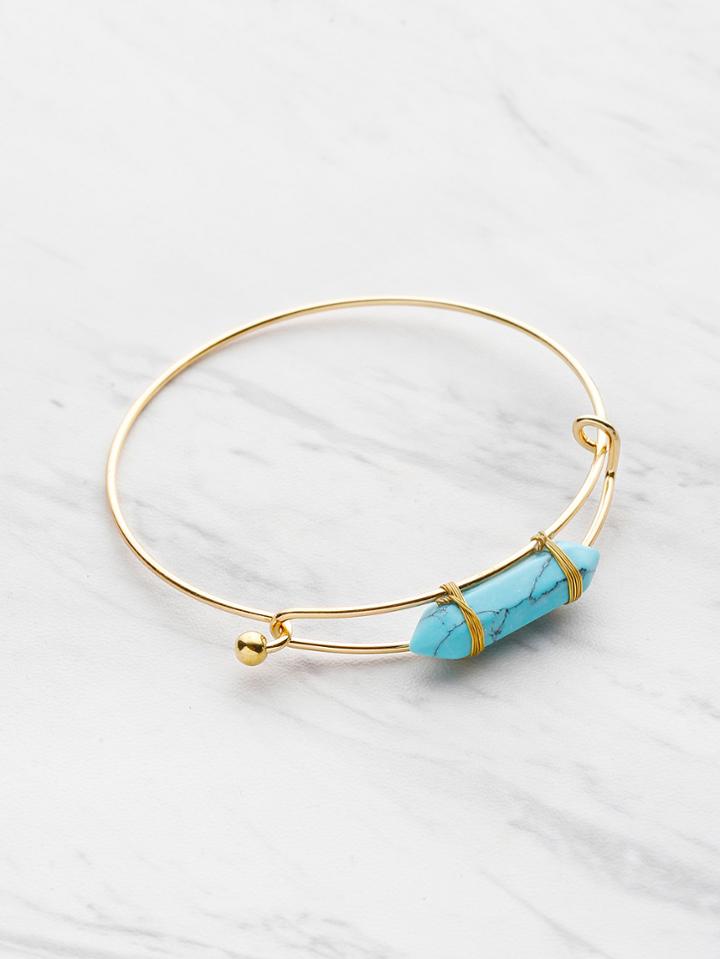 Romwe Random Stone Adjustable Bangle