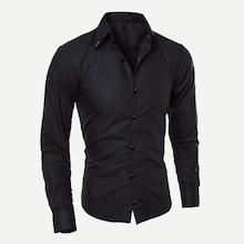 Romwe Men Plain Curved Hem Shirt