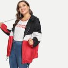 Romwe Plus Color-block Zipper Up Jacket