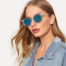 Romwe Transparent Frame Tinted Lens Sunglasses