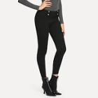 Romwe Double Breasted Skinny Jeans