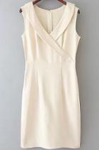 Romwe V Neck Sleeveless Slim Apricot Dress