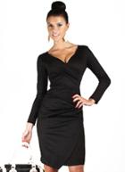 Romwe V Neck Bodycon Black Dress